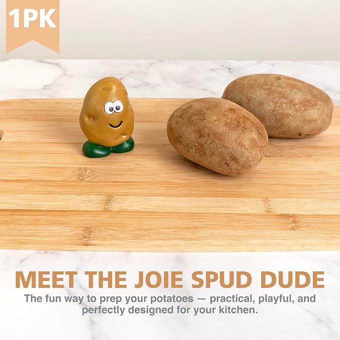 Joie Spud Dude Potato Brush, Compact Handheld Produce Scrubber | Cleans Vegetables and Fruits with Gentle Nylon Bristles, Tough on Dirt But Preserves Nutrients, BPA-Free