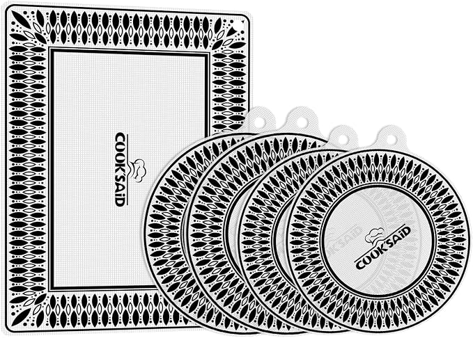 Cook's Aid 5 PCS Silicone Induction Cooktop Protector Cover Mat (Magnetic) | 230°C (450℉) Heat-Resistant Induction Stove Protector | Multifunctional Silicone Mats