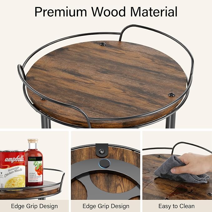 12'' Lazy Susan Turntable Organizer, 3-Tier Rotating Spice Rack | Wooden Lazy Susan, for Cabinet, Table Top, Kitchen Countertop, Pantry, Bathroom, Vanity, Home Decor