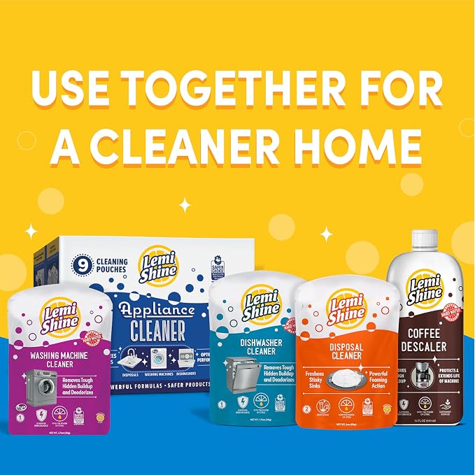 Lemi Shine Appliance Cleaner & Deodorizer - Dishwasher, Washing Machine, and Garbage Disposal Citric Acid Cleaner - 22.5 oz (18 Pack)