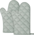 AUAUY Grey Oven Mitts, 1 Pair Kitchen Mittens, 392°F Heat Resistant | Oven Gloves Non-Slip Kitchen Gloves for Oven, BBQ Gloves-Oven Mitts Infill Cotton Cooking Gloves for Oven Grilling Baking