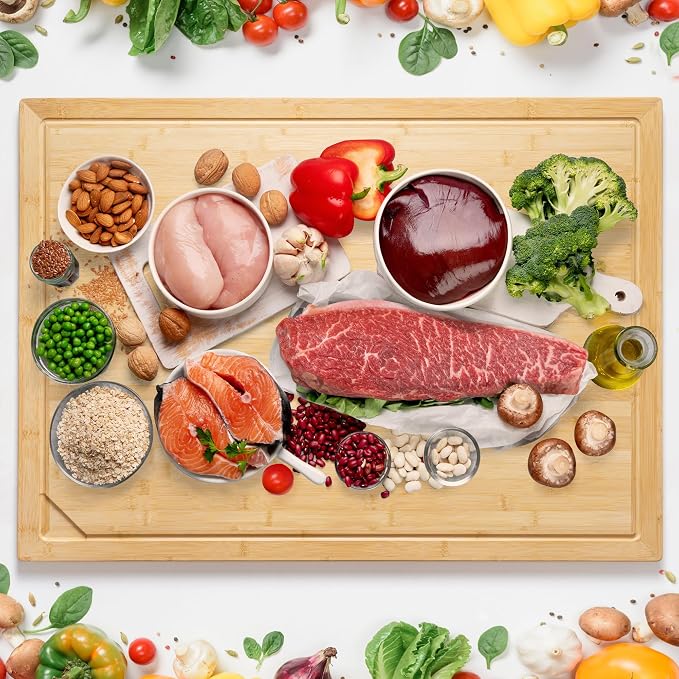 36"x24" Bamboo Cutting Board - 4XL Extra Large Butcher Block with Non-Slip Juice Groove & Handle, Multi-Functional Stove Cover/Charcuterie Board for Kitchen, BBQ, RV (1.25" Thick, Natural)