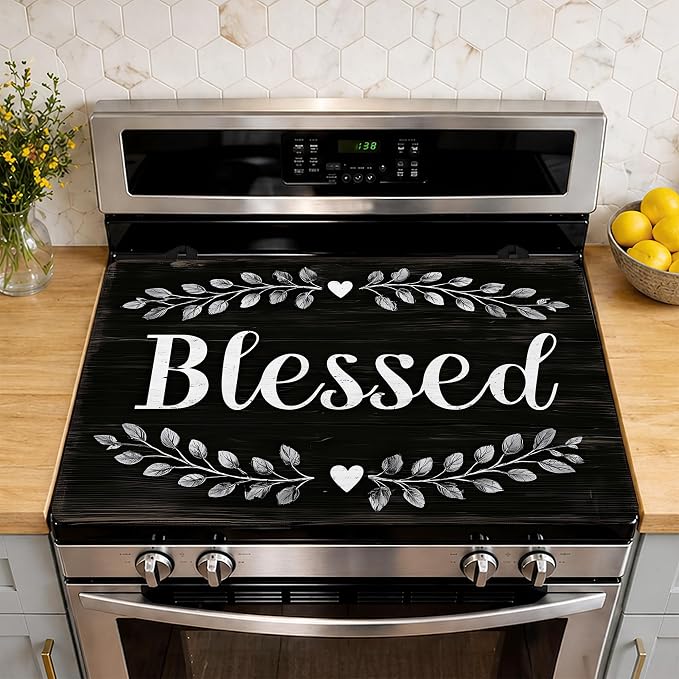 Blessed Wall Electric Stove Top Cover Protector,Glass Flat Top Stove Mat,Heat-Resistant Oven Induction Cooktop Mat for Ceramic Countertop Mats Dish Drying Mat