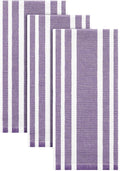 Homaxy Premium Cotton Stripe Kitchen Towels 3 Pack, 18"x 28", Purple | Large 380 GSM Kitchen Hand Towels, Soft Terry Dish Towels, Highly Absorbent Tea Towel Set with Hanging Loop