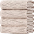 Homaxy 100% Cotton Oversized Waffle Weave Kitchen Towels 4-Pack, Beige | 20 x 28 Inches, Ultra Soft Absorbent Dish Towels, Quick Drying Large Cleaning Towels