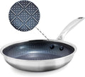 Blue Diamond Hybrid 8" Stainless Steel Nonstick Frying Pan | PFAS-Free Ceramic Nonstick Skillet, Diamond Bond Powerful Searing, Induction & All Cooktop Ready, Dishwasher and Oven Safe