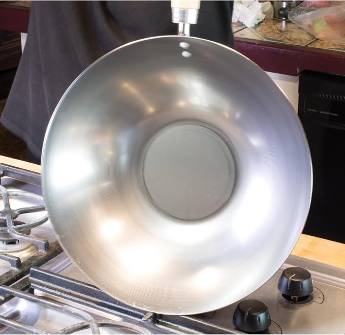 Helen's Asian Kitchen Carbon Steel Wok, 12-Inch Flat Bottom Stir Fry Pan