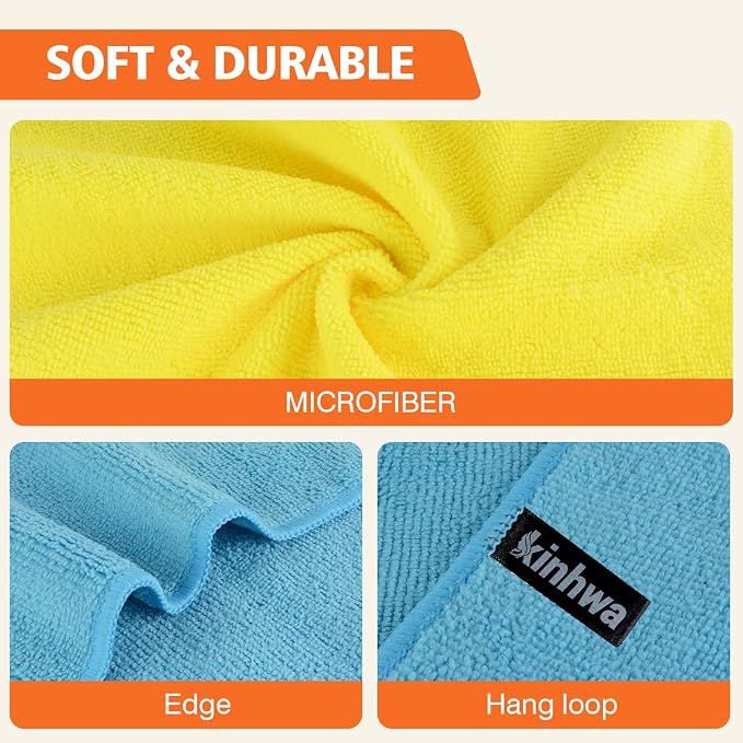 Dish Cloths with Scrub Side, Microfiber Dish Rags Kitchen Washcloths | Absorbent dish cloths for washing dishes with scrubber side Quick dry kitchen wash cloths and dish rags 12 Pack 7Inch Mixing