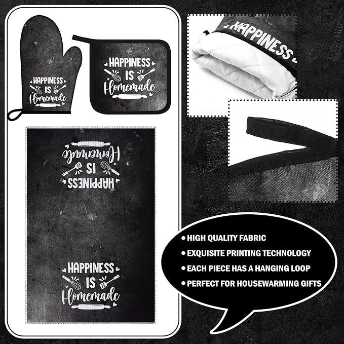 Leinuosen 8 Pcs Kitchen Towels and Oven Mitts Sets Pot Holders Dishcloths Set Kitchen Decorative Accessories Absorbent Potholders Heat Resistant for Chef Baking Cooking
