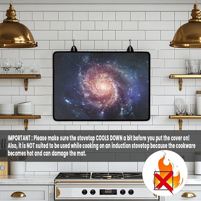 Spiral Galaxy Stove Top Covers for Electric Stove Universe Space Constellation Deep Space Stars Glass Top Gas Stove Pad Heat Resistant Range Cooktop Mat for Kitchen 28"x20"