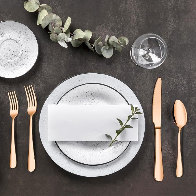 ENLOY 20 Piece Silverware Set, Rose Gold Stainless Steel Cutlery Set for 4 | Kitchen Utensil Set Service for 4, Include Heavy Duty Knife Fork Spoon, Mirror Polished for Home, Kitchen, Dishwasher Safe
