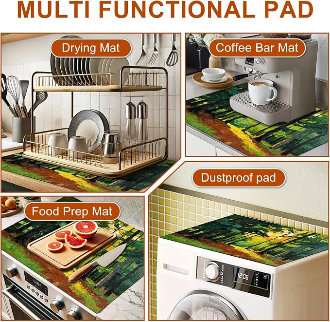 HOMETITUTE Spring Stove Top Cover 28x20 Sunlit Forest Path Heat Resistant