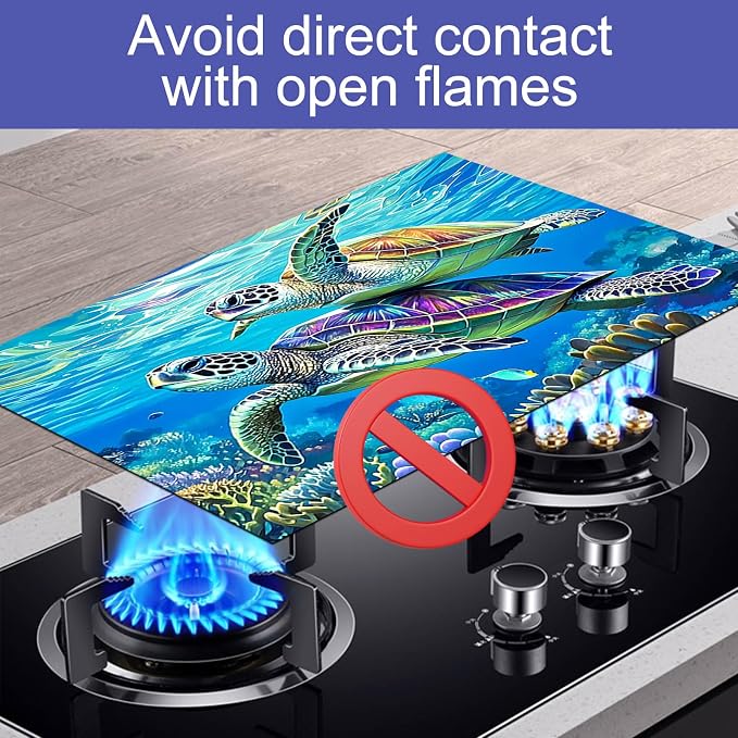 HOMETITUTE Sea Turtle Stove Top Cover 28x20 Diatomite Heat Resistant Mat