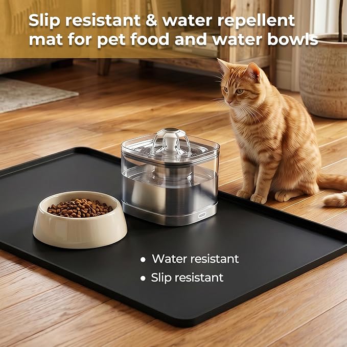 24×16-inch Barista-Grade Coffee Station Mat: Catch Spills, Protect Countertops! Silicone, Water Resistant & Heat Resistant. Perfect Under, as Dish Dryer or Pet Mat. (Black)