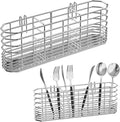 NiuYichee 304 Stainless Steel Utensil Holder, Dish Drying Rack, kitchen Utensil Organizer, Knife and Fork Drainage Rack, Kitchen Drainage Basket Accessories, With Hooks, Rust Proof, Color-Silver