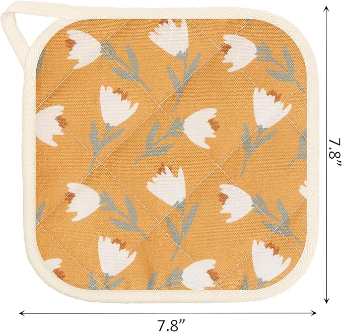 6 Pack Pot Holders 100% Cotton Heat Resistant Potholder, Machine Washable Pot Holder, Hot Pads, Table Pads for Cooking Baking (S)