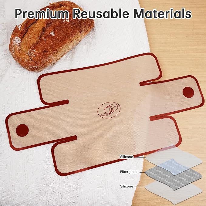 NiHome Silicone Bread Sling, Nonstick Reusable Loaf Pan Liner, Red Edges | Eco-Friendly Fits 9x5, 9.5x5, 10x5 Inch Bakeware, Dishwasher Safe, Clever Folded Corners Prevent Batter Leakage