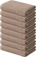 Kitinjoy 100% Cotton Waffle 8-Pack Kitchen Towels, 13" x 28", Tan | Super Soft, Ultra-Absorbent, Fast Drying, lightweight, Quick Drying Kitchen Hand Towels