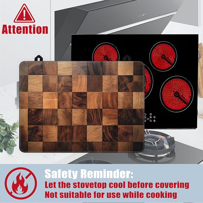 Retro Wood Pattern Stove Top Covers for Electric Stove,Rustic Farmhouse Glass Top Stove Cover, Heat Resistant Range Covers for Electric Stove,Washable Countertop Mat, 28 x 20 Inch