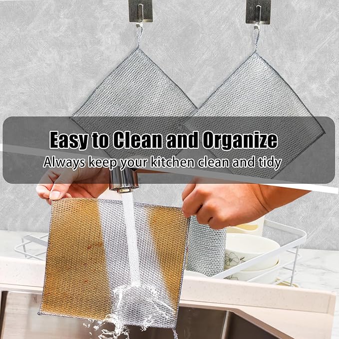 30 Pcs New Upgrade Steel Wire Dishcloth,Double-Layer Steel Wire Cleaning Cloth,Powerful Cleaning Non-Scratch Wire Dishcloth Rag for Cookware, Sinks, Dishes, Stove Tops