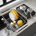 JASIWAY in Sink Dish Drying Rack with Drainboard and Utensil Holder | Use Over the Sink or Counter, Stainless Steel Expandable Dish Drainer for Small Kitchen, Space Saving, Fast Drain, Rustproof