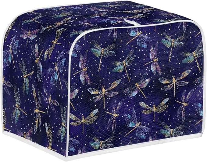 Dragonfly Print Toaster Cover 2 Slice Bread Toaster Oven Dustproof Cover, Waterproof Kitchen Small Appliance Cover Table Home Kitchen Decor