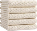 Homaxy 100% Cotton Oversized Waffle Weave Kitchen Towels, 5-Pack, Beige | 20 x 28 Inches, Ultra Soft Absorbent Dish Towels, Quick Drying Large Cleaning Towels
