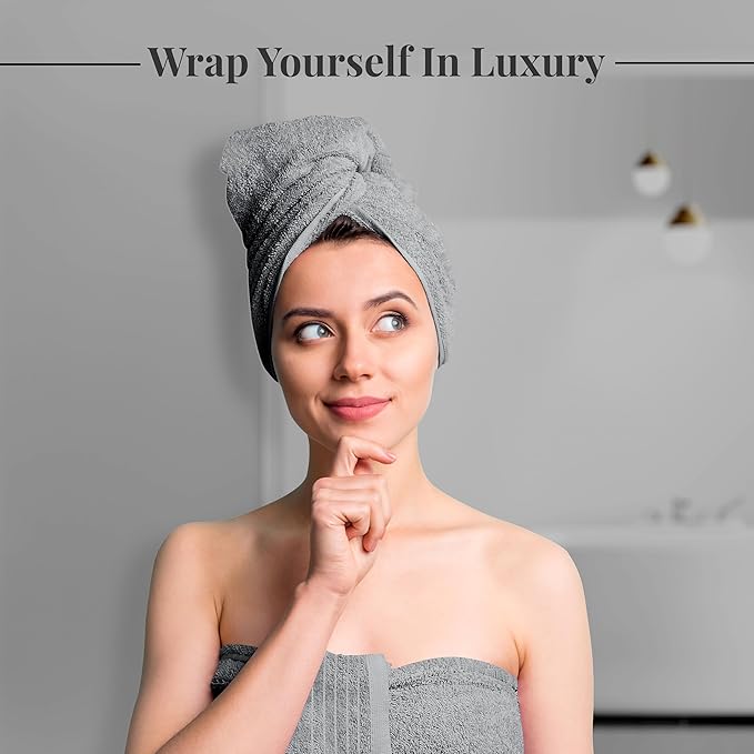 8 Piece Towel Set, 2 XL Bath, 2 Hand, 4 Washcloth, Cool Grey | 100% Cotton, Lighter Weight, Quicker to Dry, Super Absorbent, Perfect for Bathroom
