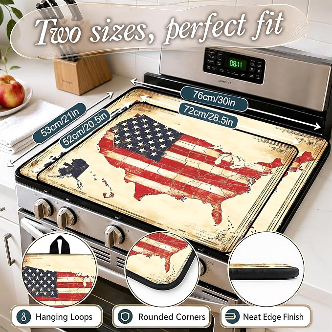 Stove Top Covers with A Non-slip Rubber Coating | protect Your Stove from Scratches, Extend Countertop Space, and Add A Classic Kitchen Touch
