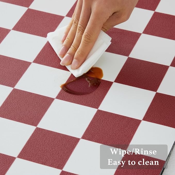 Ohocut Red Checkered Dish Drying Mat for Kitchen Counter, Coffee Bar Station Accessories, Retro Cute Aesthetic Modern Absorbent Drainer Mat Kitchen Drying Mat Easy Clean 19" x 12"