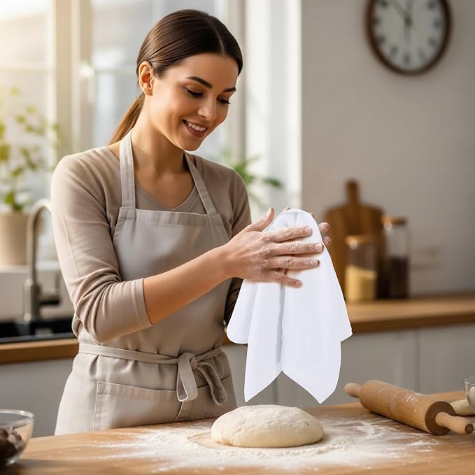 Utopia Kitchen White Flour Sack Towels [6 Pack - 28 x 28 Inch] 100% Cotton | Tea Towels for Cleaning & Drying - Highly Absorbent Kitchen Dish Cloth