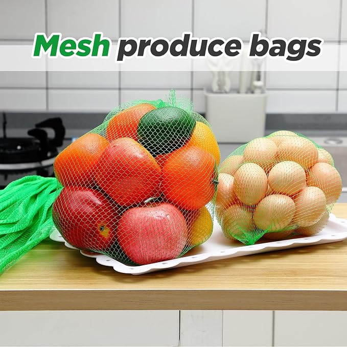 Windyun 1000 Pcs 20 Inch Mesh Bags for Vegetables Mesh Produce Bag Reusable Nylon Netting Bulk, Fits Storage Egg Vegetable Seafood Fruits Grocery (Red, Green, White)