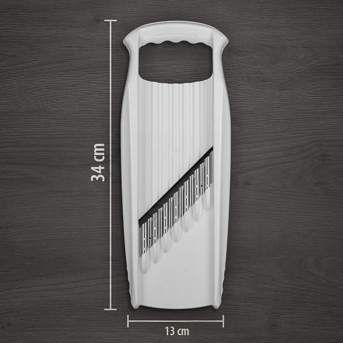 Börner Wave-Waffle XXL PowerLine Crinkle Cut Vegetable Slicer (White) • Wavy Mandoline for Vegetables • Wave/Waffle/Crinkle Cut • Potato Slicer for Lattice Potatoes