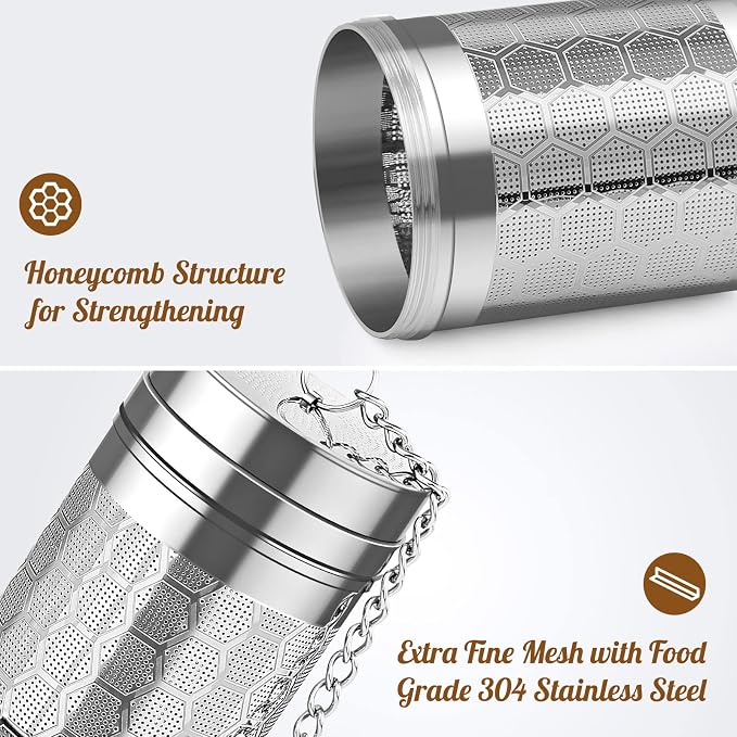 Tea Infusers for Loose Tea (1 Pack), 18/8 Stainless Steel Tea Strainer, Extra Fine Mesh Tea Diffuser for Brewing Tea, Spices & Seasoning | Versatile for tea, spices & seasonings, fine mesh traps sediment, dishwasher-safe