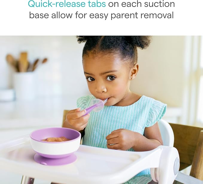 Munchkin Stay Put Munchkin Suction Baby Bowls with Lids - Dishes for Babies and Toddlers, Self-Feeding Bowl Set for Kids 6+ Months, 3 Pack, Pink/Purple