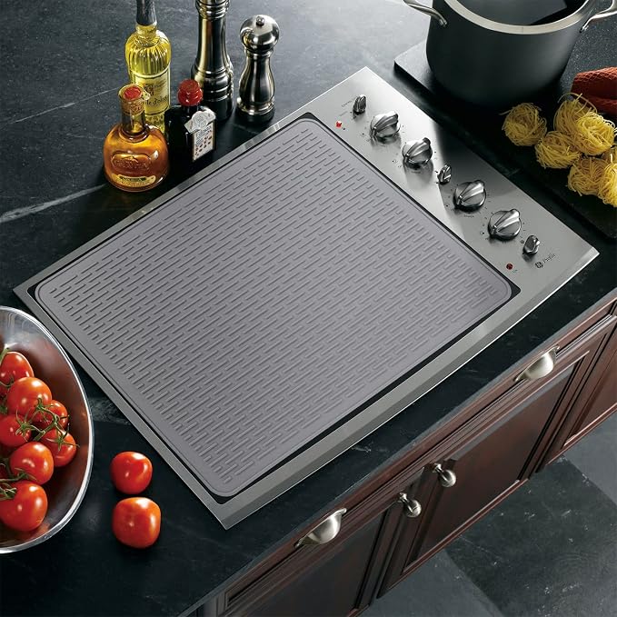 YUHFERA Stove Top Cover for Electric Stove - Silicone Stove Mat for Glass Top, Glass Cooktop Protector, XL Dish Drying Mats for Kitchen,Oven Covers for Electric Stove (Gray,28 x 20)