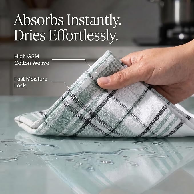 Urban Villa Kitchen Towels Cotton Dish Towels 20”x30” (Set of 6) Majestic Checks