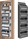 JARLINK Over the Door Organizer for Bedroom, Pantry Bathroom, 5 Shelf Black | Anti-Tilt Design, 44 lb Load Capacity, Hanging Door Organizer with 5 Large Capacity Pockets, Behind Door Storage for Nursery