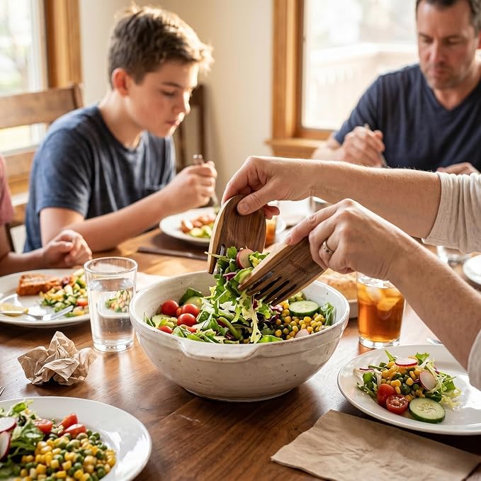 muso eood Acacia Salad Hands, Wooden Salad Tongs, 1 Pair | for Serving Salad Mixes, Set for Serving Salad Fruit on Your Kitchen Counter