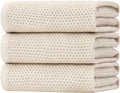 Homaxy 100% Cotton Oversized Waffle Weave Kitchen Towels, 3-Pack, Beige | 20 x 28 Inches, Ultra Soft Absorbent Dish Towels, Quick Drying Large Cleaning Towels