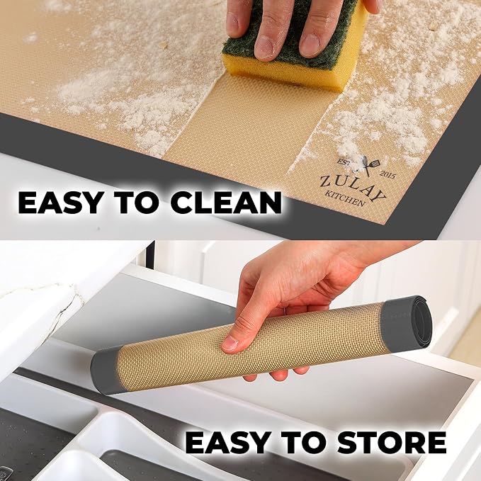 Zulay Kitchen Silicone Baking Mat Sheet 3-Pack (3 sizes) - Reusable Silicone Baking Sheet - Easy & Convenient Nonstick Baking Supplies - Silicone Mats for Baking - Baking Mat For Oven - (Dark Gray)
