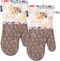 Alselo Oven Mitts 1 Pair, Silicone Printed Kitchen Mittens,7"x13.5" | Heat Resistant & Non-Slip Oven Gloves, Fashion Animal Design with Soft Quilted Cotton Lining for Baking Cooking BBQ (Khaki 2)