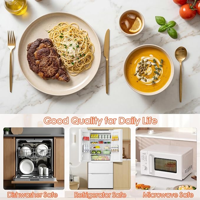 Wheat Straw Dinnerware Sets for 6 People 18pcs Camping Plates and Bowls Set | Unbreakable Dish Set Reusable Picnic Set, 23cm Plates, 350ml Cups, 15cm Bowls, Microwave and Dishwasher Safe