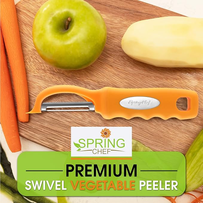 Spring Chef Swivel Potato Peeler with Soft Grip Handle, Set of 2, Mango | Premium Vegetable Peeler w/ Sharp Stainless Steel Blades, Multifunctional Food Peeler for Apple, Carrot, Cucumber, Fruit