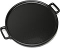 Home-Complete Cast Iron Pizza Pan, Even-Heating Cast Iron Cookware, 14” | Round Pizza Pan for Oven, Stovetop, Grill, or Campfires, Nonstick Griddle with Dual Handles