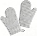 2-Pack Silicone Oven Mitts, 500°F Non-Slip Washable Heat Resistant Gloves, Grey