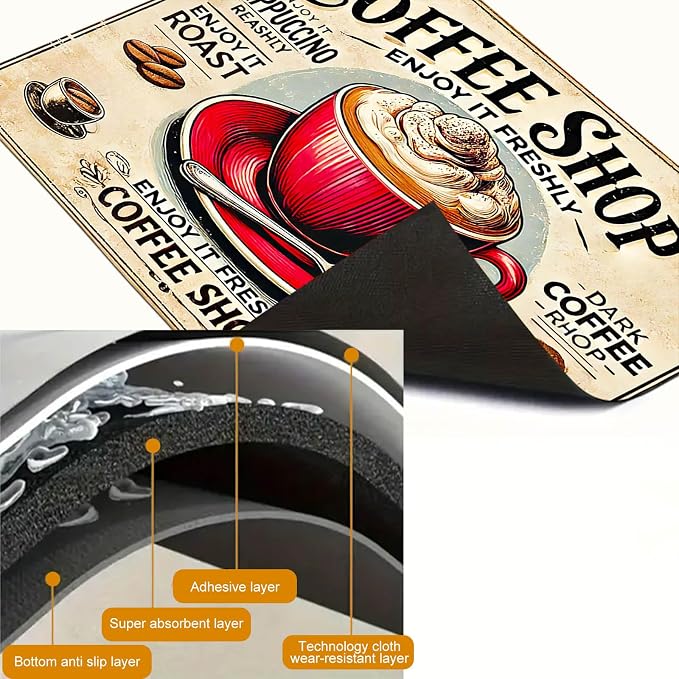 HOMETITUTE Stove Top Cover 28x20 Coffee Shop Vintage Heat Resistant Mat