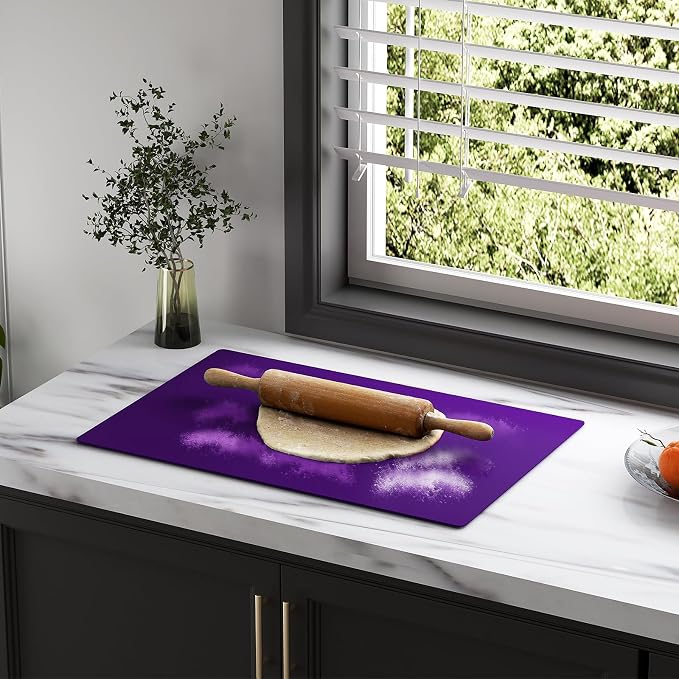 2-Pack Silicone Counter Mats 24”x16”, Purple | 1.5mm thick silicone counter protector, heat resistant & non-slip. Works for air fryer, hot pots, pans and coffee maker.