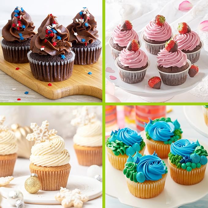 Suuker 1M Piping Tips Set, 3 Large Open Star Cake Decorating Tips | 3 Matching 1M Open Star Icing Tips for Cupcake Swirls, Rosettes, Shells, Stars and Cake Borders
