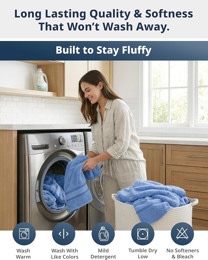 LANE LINEN Towel Set Quick Dry 100% Cotton 18 Piece Soft Absorbent - Allure | Oeko-Tex Bath Towels - Zero-Twist Durability, Terry Weave Comfort, Long-Lasting Comfort, Hotel-Style Look